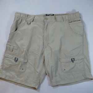 Hook & Tackle Shorts Mens 38 Khaki Brown Cargo Nylon Technical Fishing Tan Beige